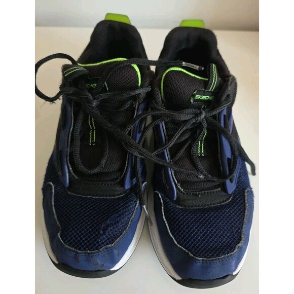Skechers SN 404031L Blue Black Green Running Shoes Size 4 Pre-Owned - Picture 7 of 16
